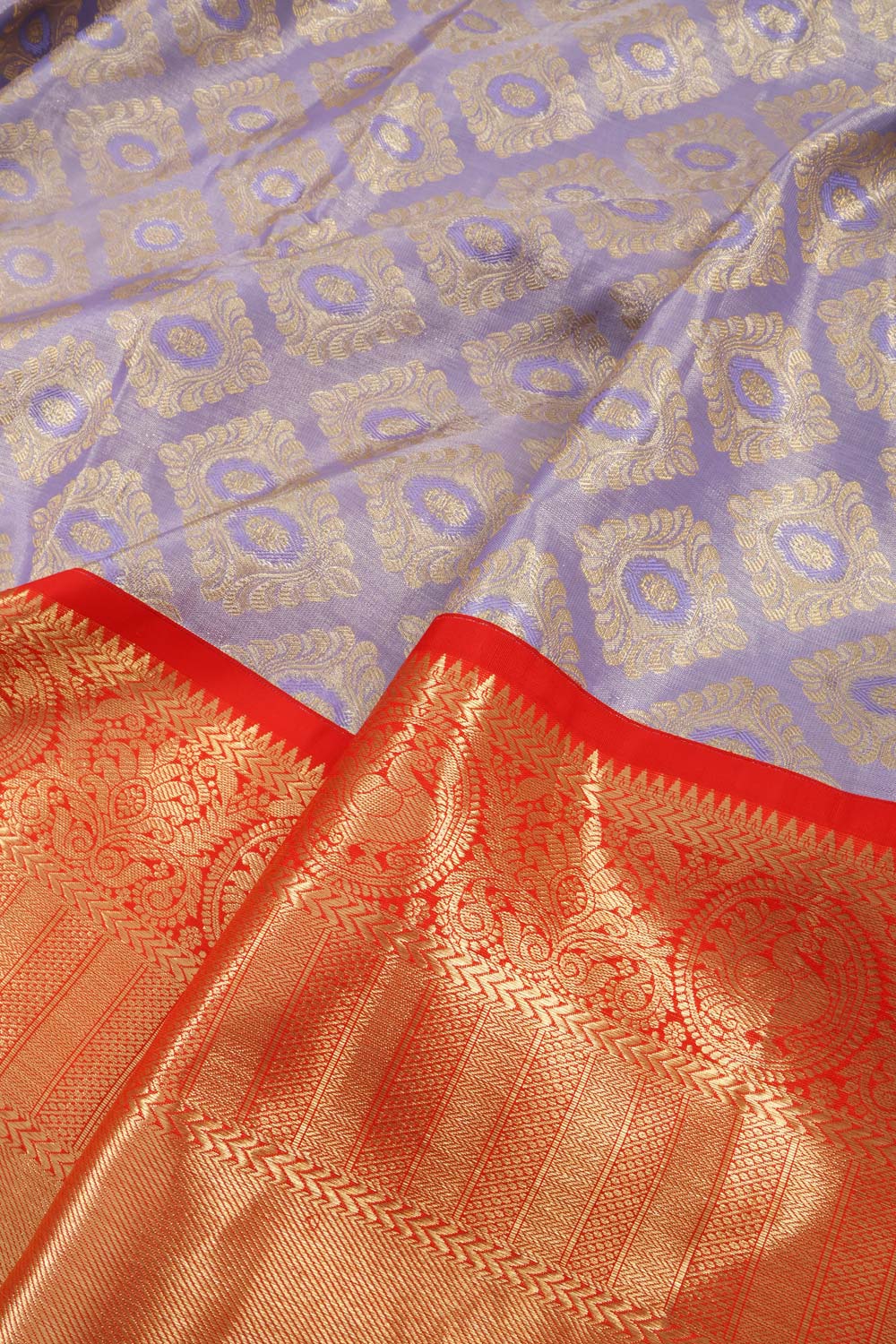 Lilac Korvai Kanjivaram Tissue Pattu Pavadai Material 10059607
