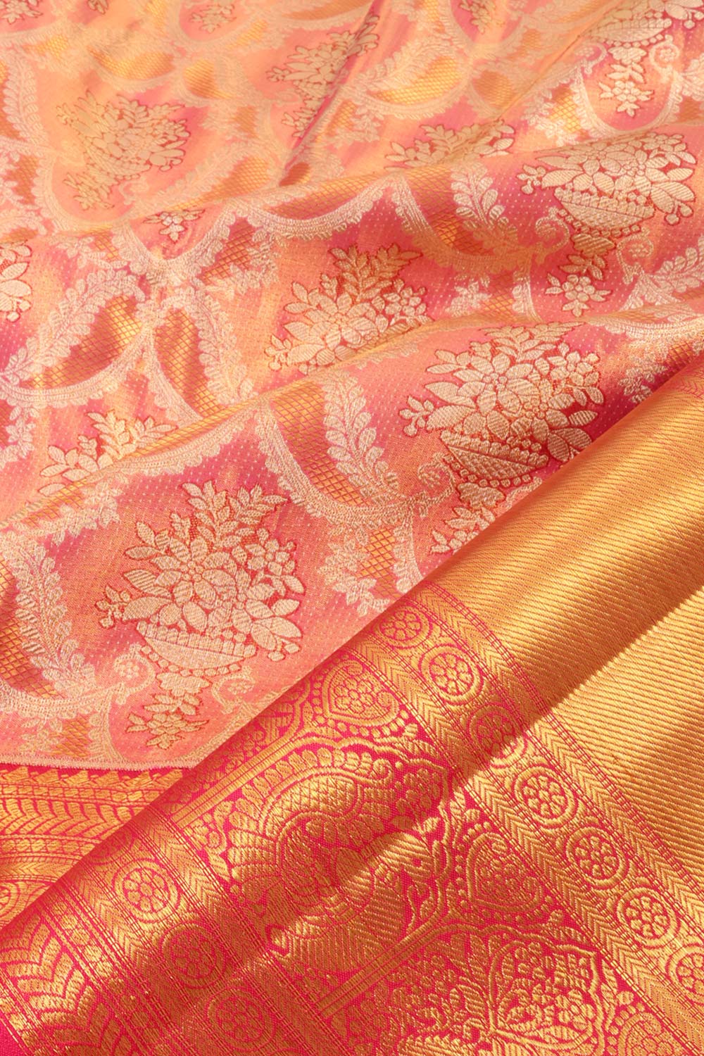 Light Pink Kanjivaram Tissue Pattu Pavadai Material 10059619