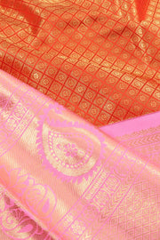 Tomato Red Korvai Kanjivaram Pattu Pavadai Material 10059624