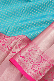 Aqua Blue Korvai Kanjivaram Pattu Pavadai Material 10059625