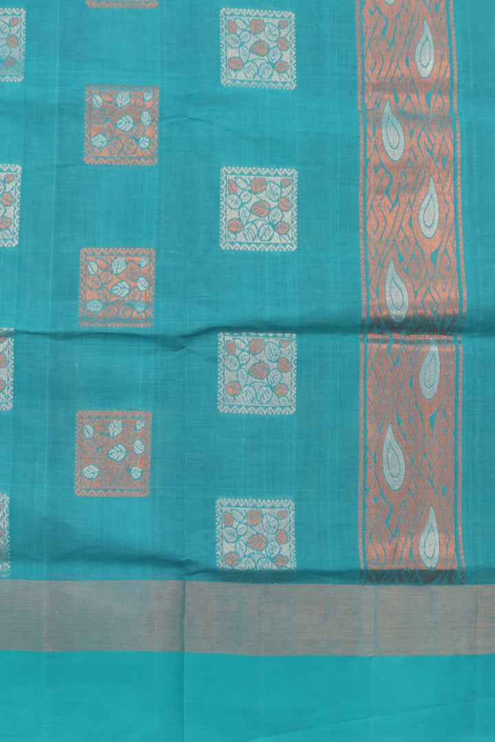 Dark Blue Handwoven Kanchi Cotton Saree 10059672