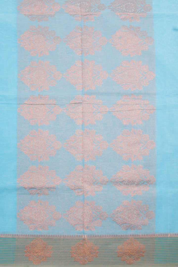Baby Blue Handwoven Kovai Cotton Saree 10059938