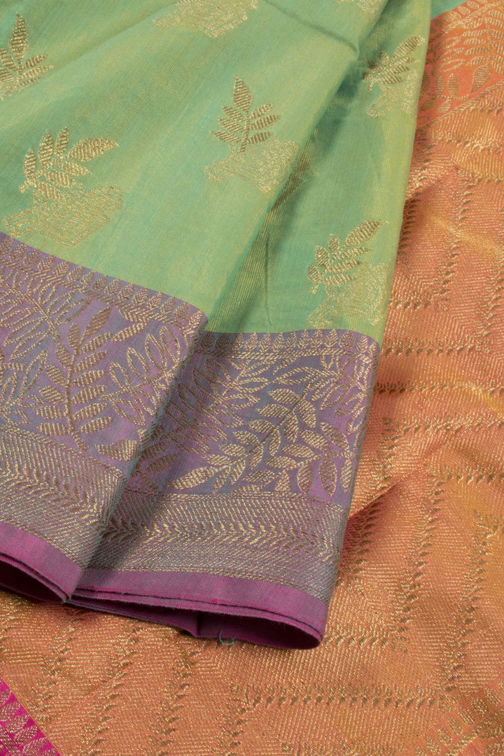 Spring Green Handloom Banarasi Cotton Saree 10061115