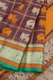 Brown Handloom Kanchi Silk Cotton Saree 10061316