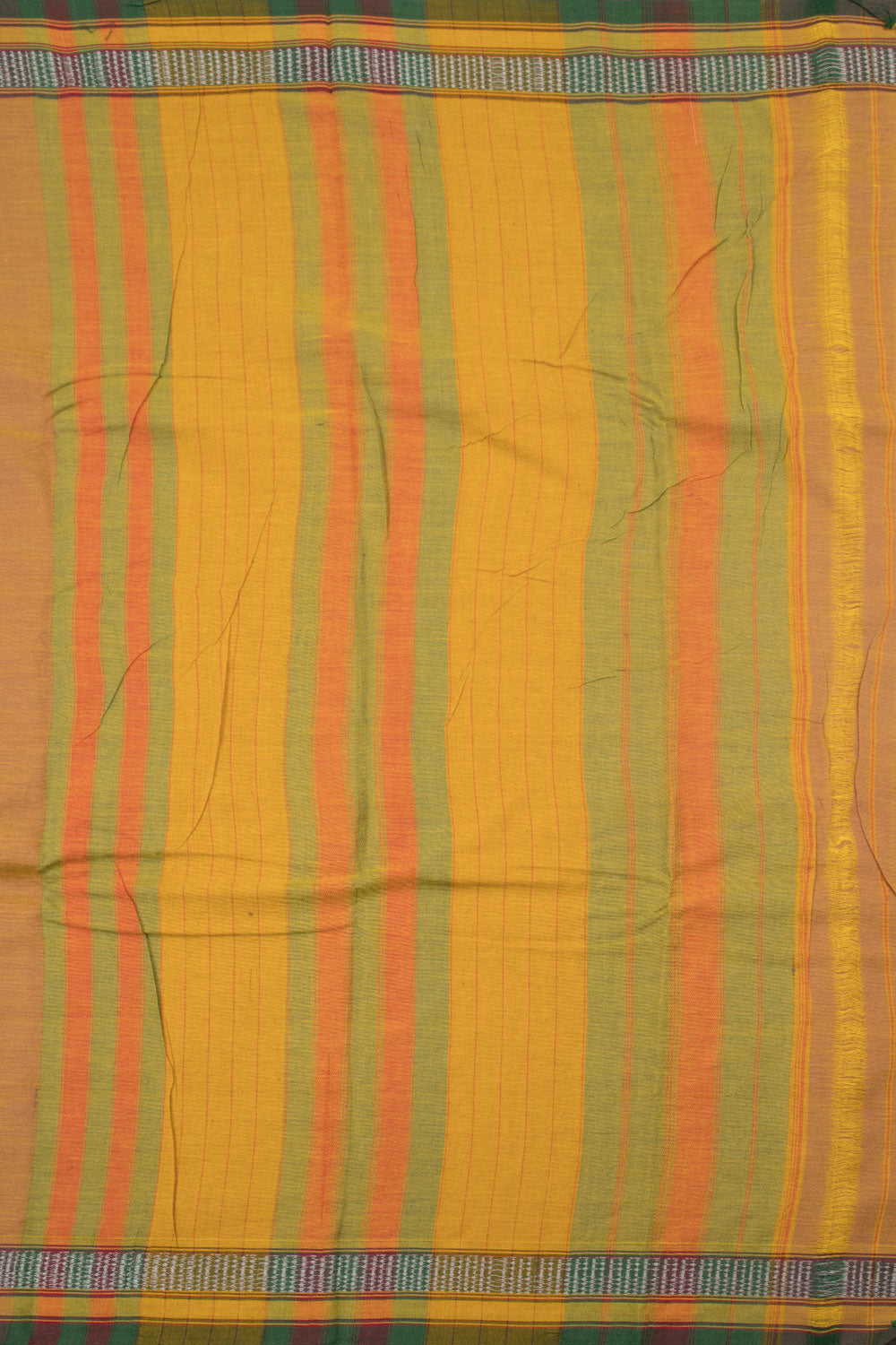 Ochre Yellow Handwoven Solapur Cotton Saree 10060180