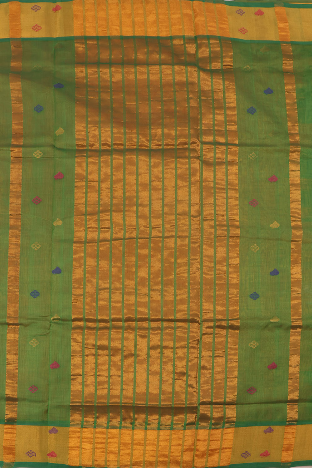 Sunset Orange Handwoven Silk Cotton Kora Butta Saree 10060188