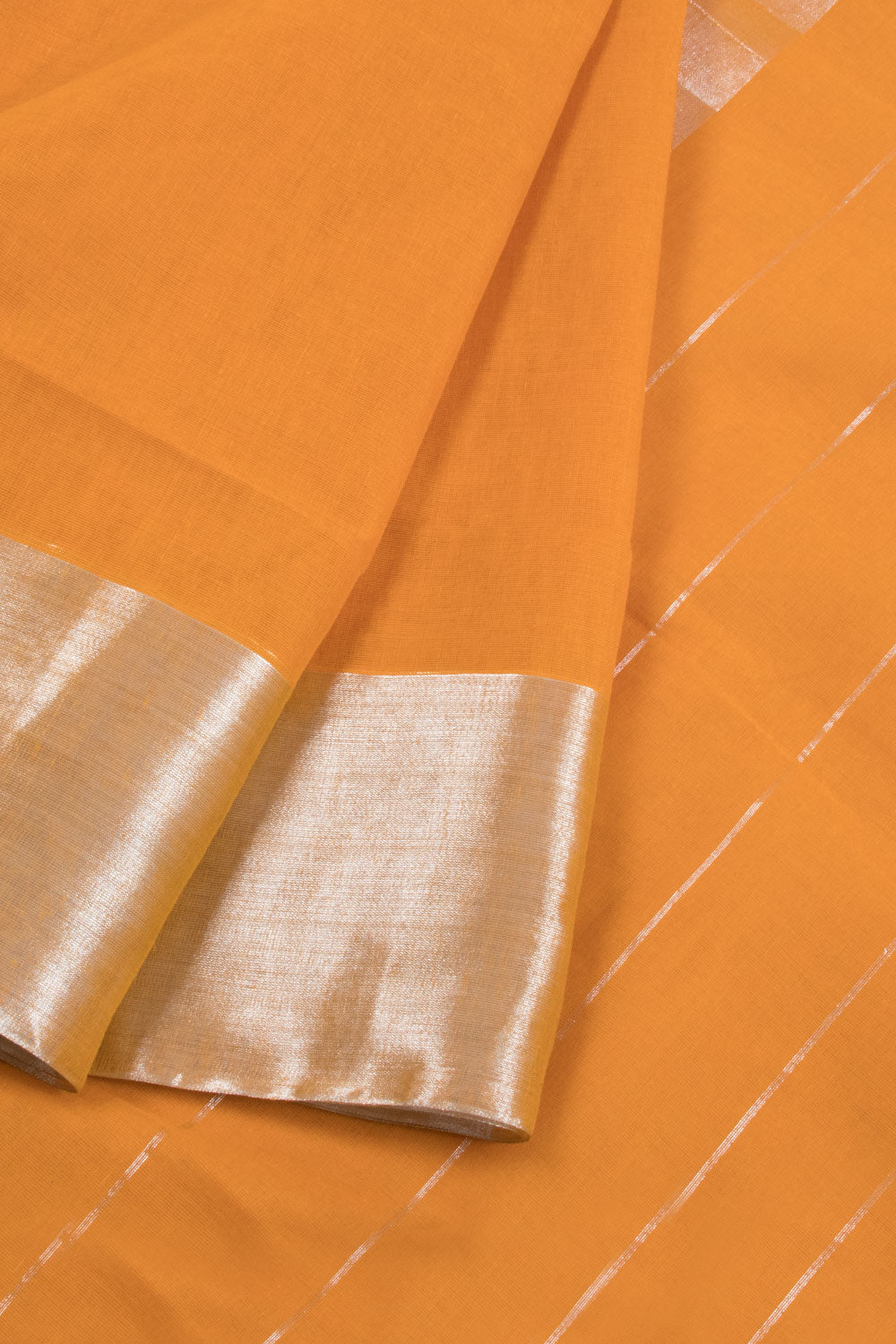 Orange Handwoven Solapur Cotton Saree 10060211