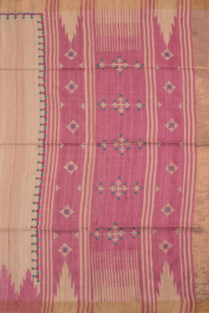 Hand Embroidered Khadi Tussar Silk Saree 10059154