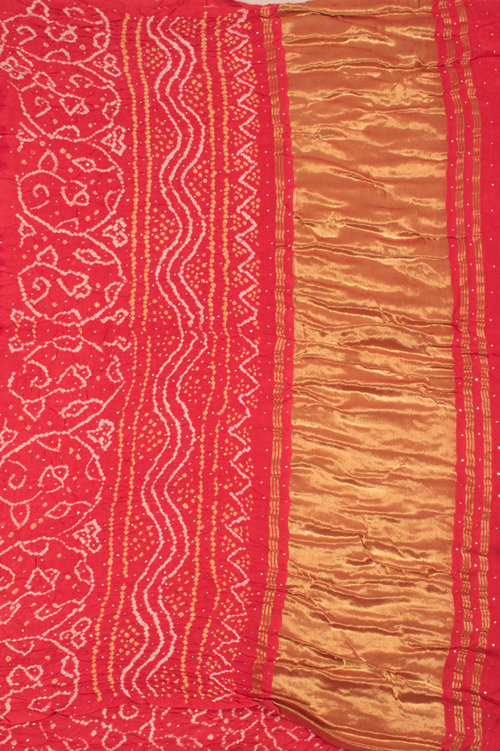 Pink Handcrafted Bandhani Gajji Silk Saree 10059602