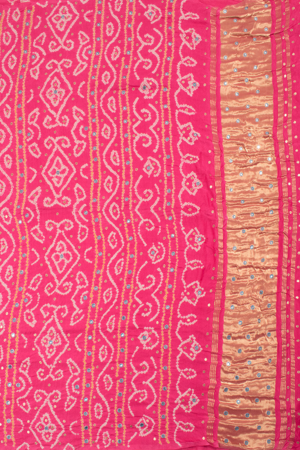 Pink Handcrafted Bandhani Gajji Silk Saree 10059603