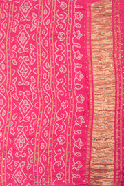 Hot Pink Handcrafted Bandhani Gajji Silk Saree 10059603