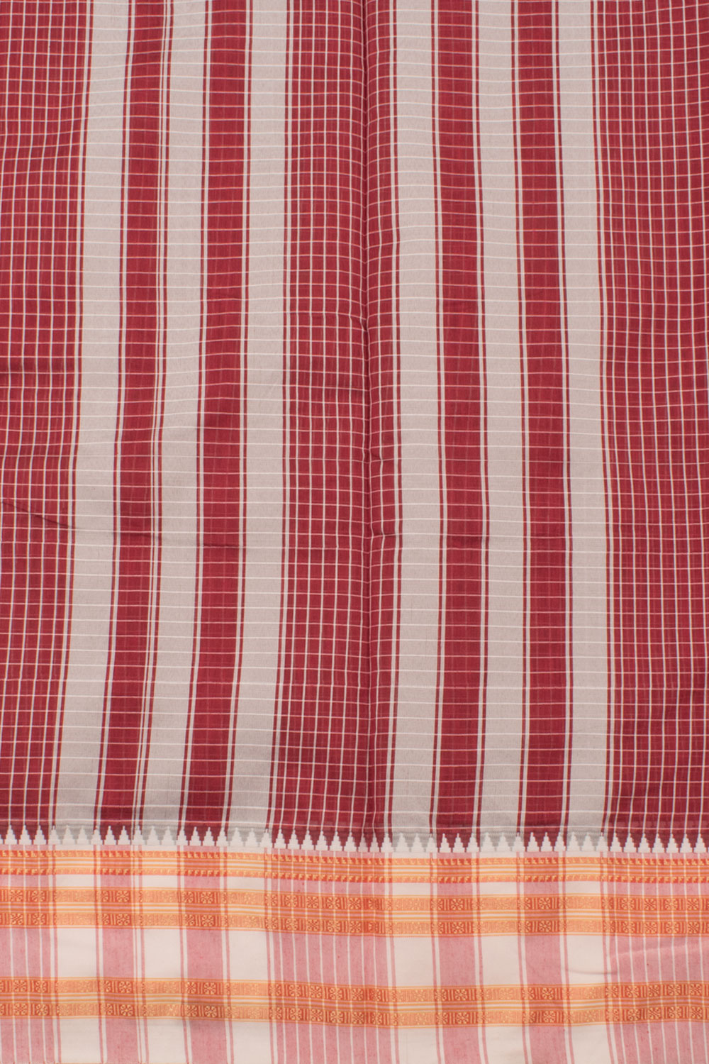 Red Currant Handloom Narayanpet Cotton Saree 10059576