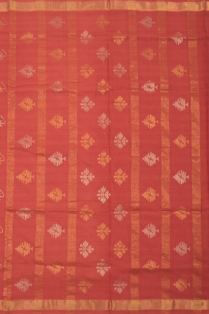 Brick Red Handloom Uppada Cotton Saree 10059587