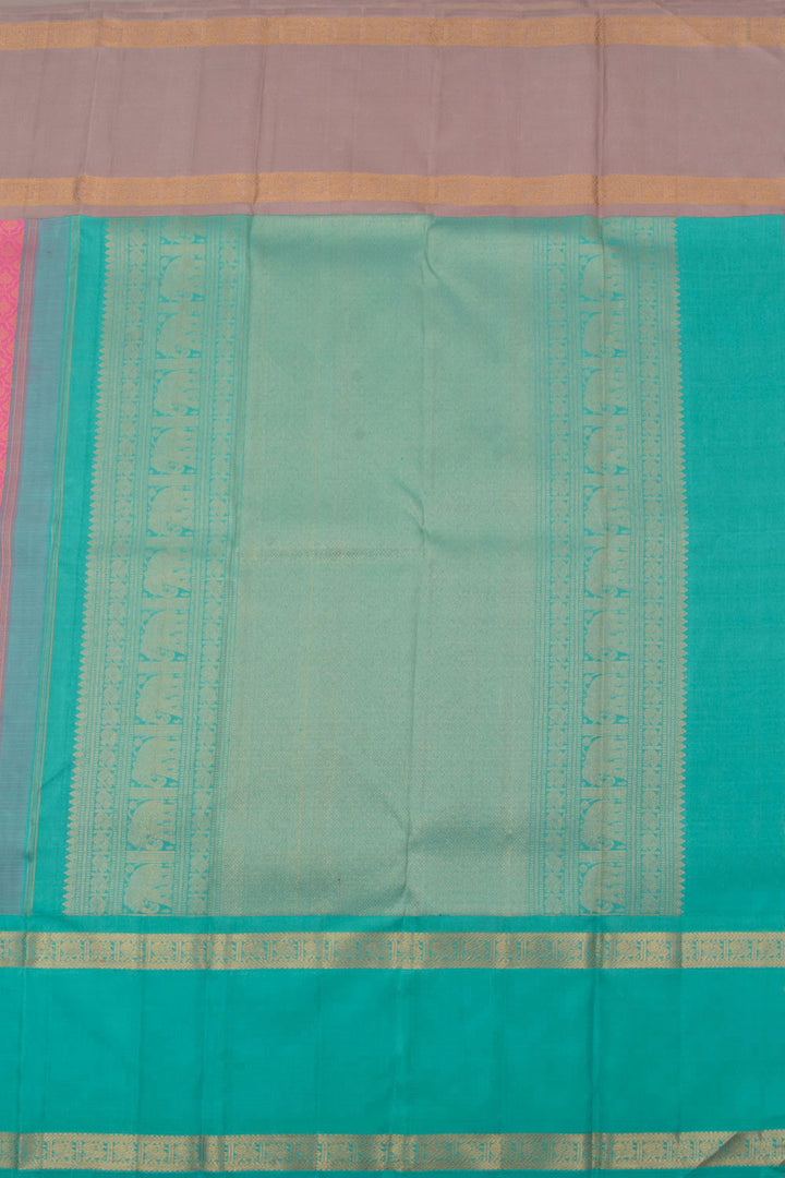 Pure Zari Bridal Korvai Jacquard Kanjivaram Silk Saree 10058730