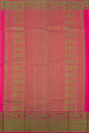 Saffron Yellow Threadwork Kanjivaram Silk Saree 10059197