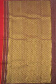 Red Handloom Pure Zari Borderless Kanjivaram Silk Saree 10059999