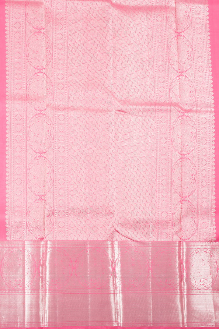 Flamingo Pink Pure Zari Kanjivaram Silk Saree 10060063