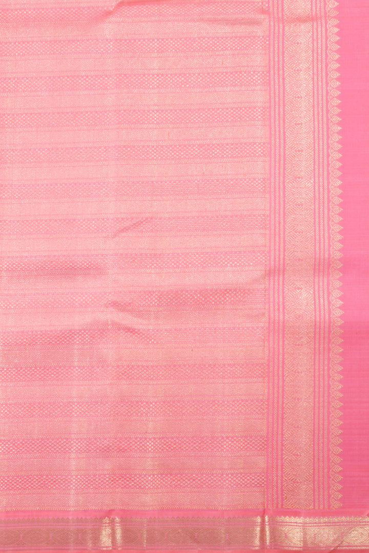 Flamingo Pink Pure Zari Kanjivaram Silk Saree 10060099