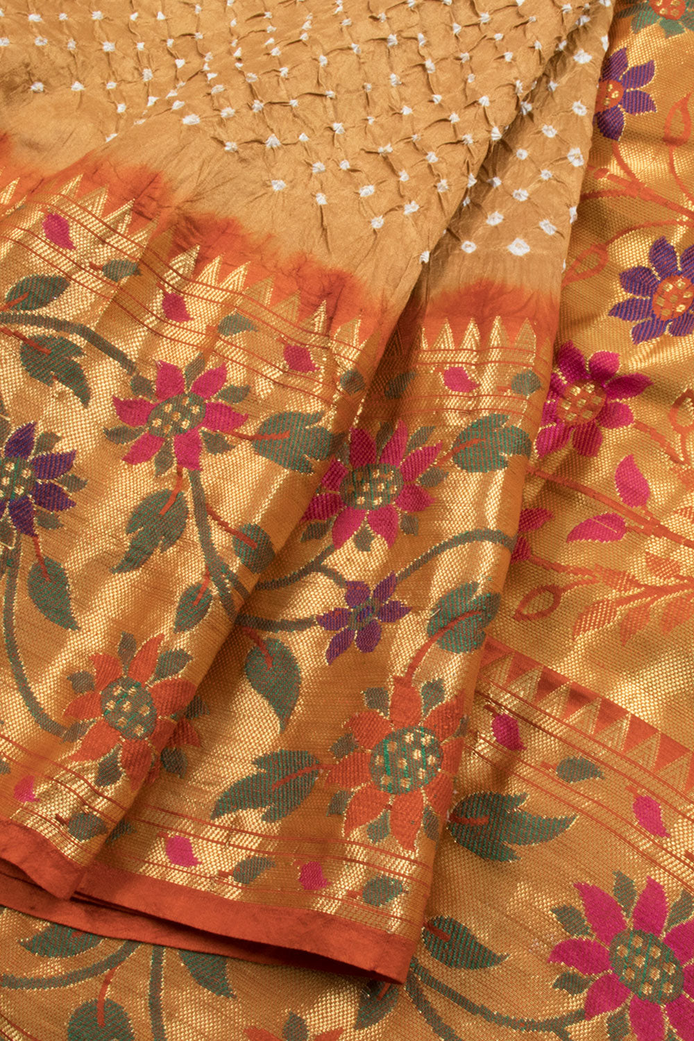 Desert Brown Kanjivaram Pure Silk Bandhani Saree 10060150