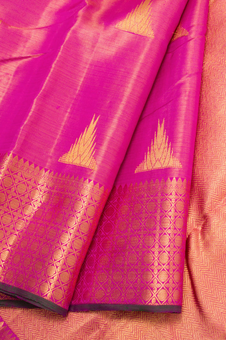 Fuchsia Pink Pure Zari Kanjivaram Tissue Silk Saree 10061456