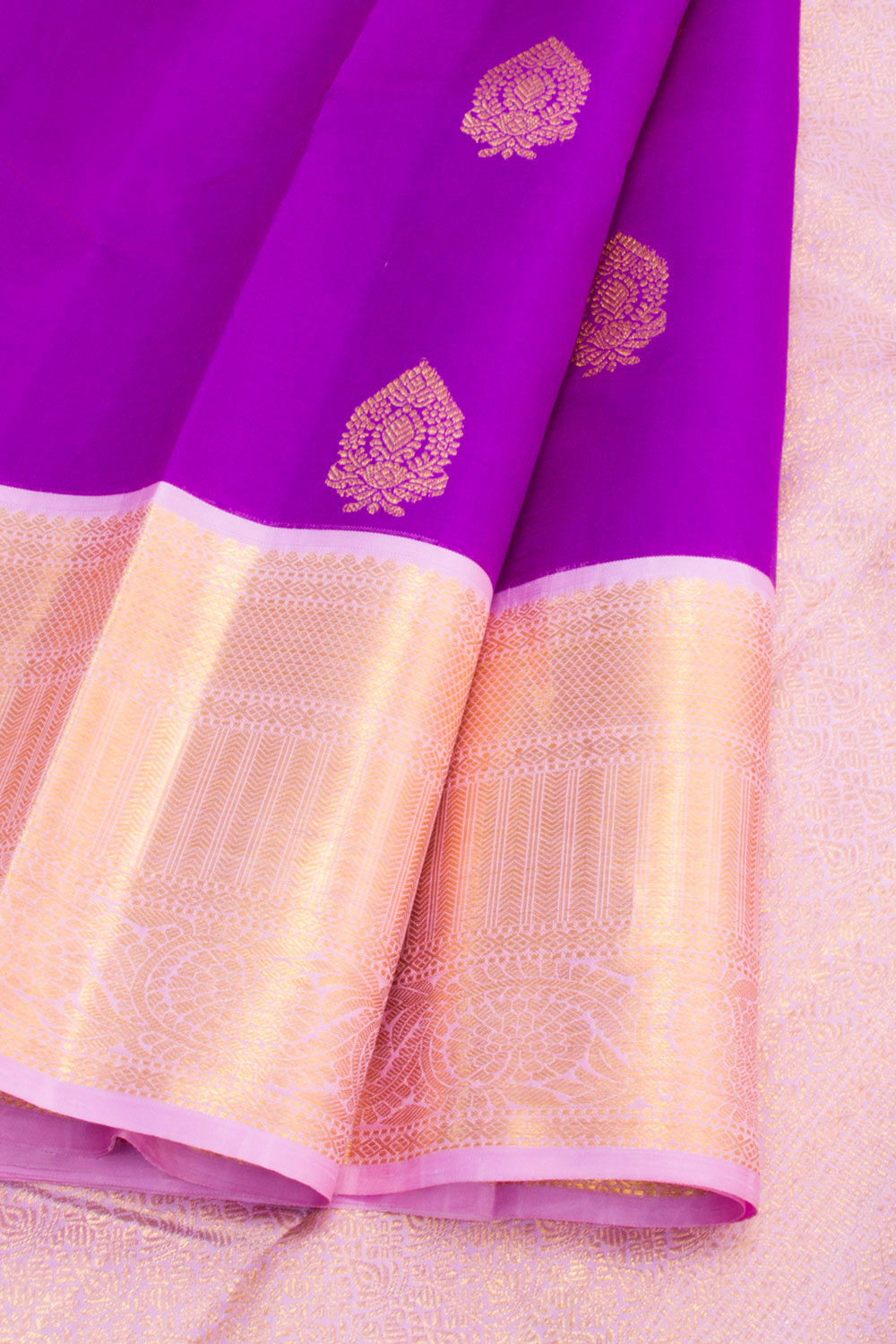 Purple Pure Zari Korvai Kanjivaram Silk Saree 10061492