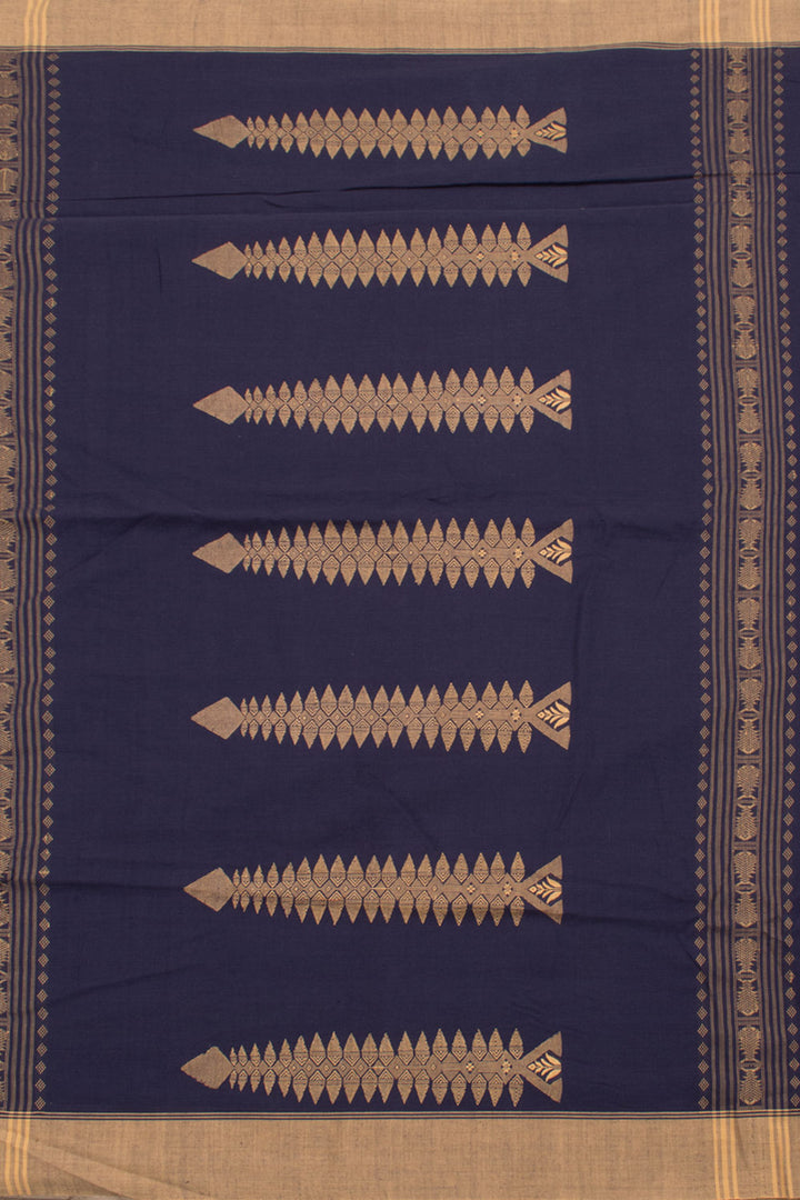 Navy Blue Bengal Cotton Saree 10059327