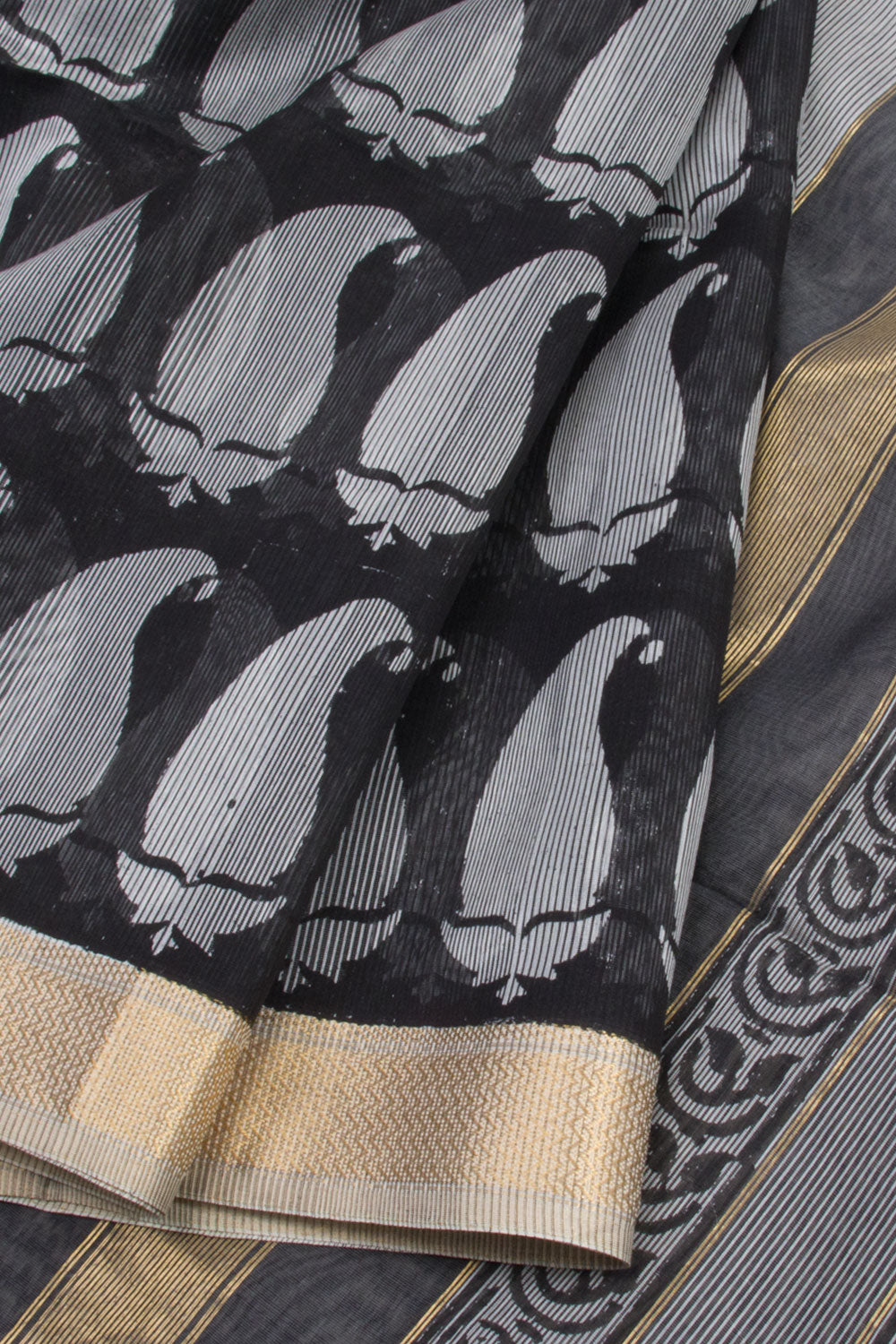 Hand Block Printed Maheshwari Silk Cotton Saree 10061018