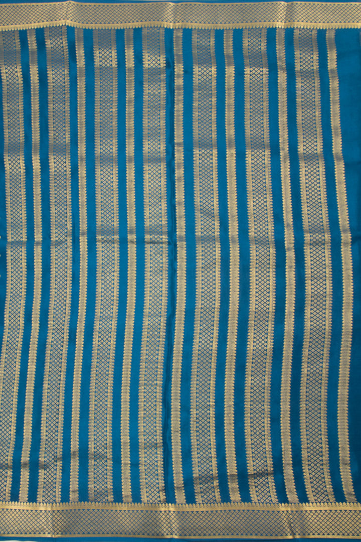 Dark Cerulean Blue Mysore Crepe Silk Saree 10060234