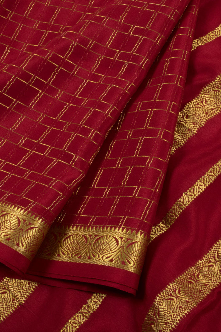 Burgundy Mysore Crepe Silk Saree 10060514