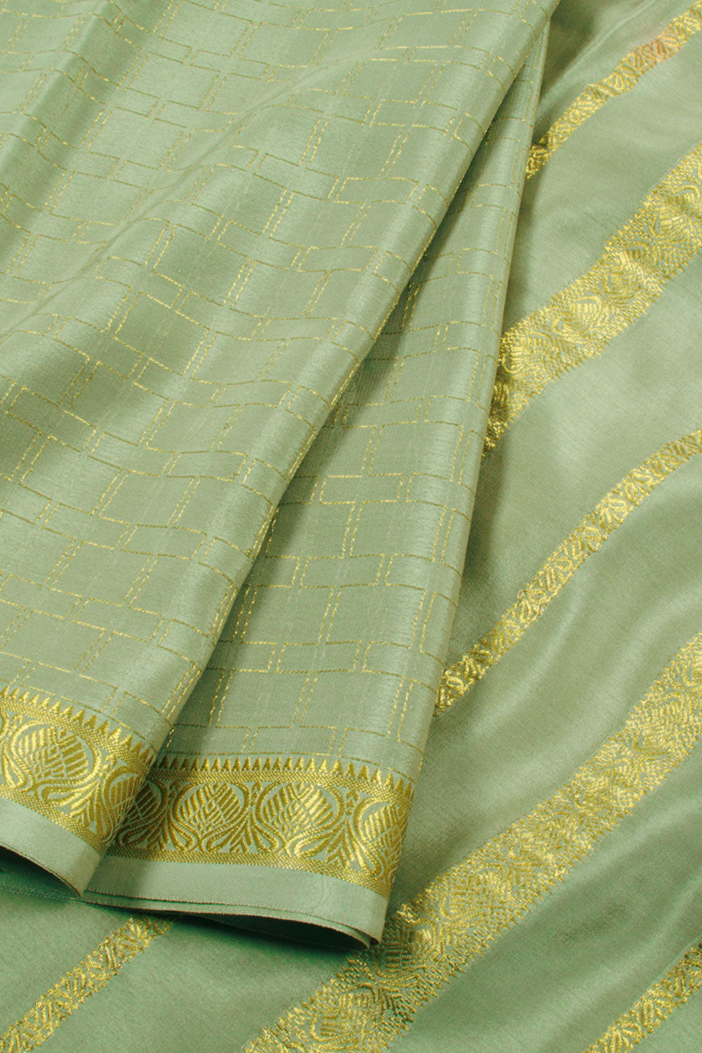Spring Green Mysore Crepe Silk Saree 10060516