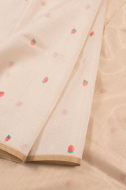 Pastel White Handloom Chanderi Silk Cotton Saree 10059691