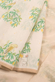 Cream Handloom Chanderi Silk Cotton Saree 10059693