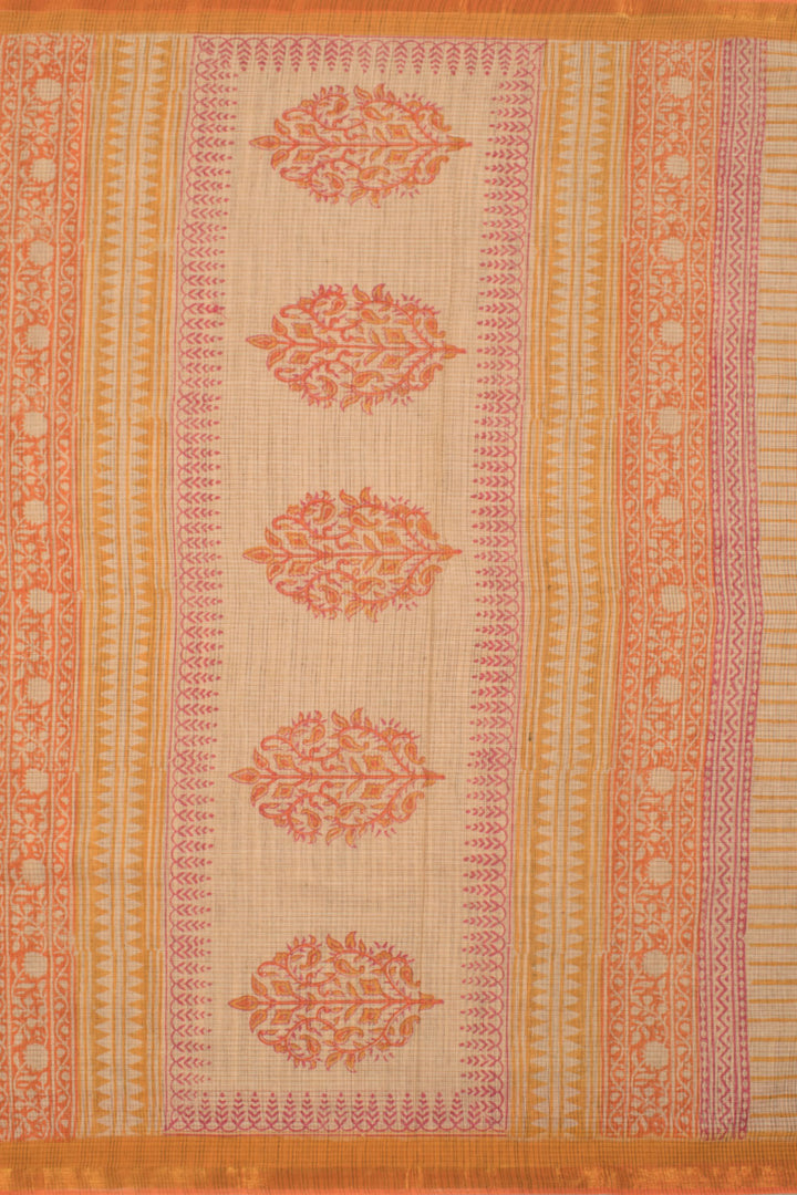 Hand Block Printed Khadi Cotton Saree 10059305