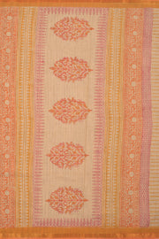 Hand Block Printed Khadi Cotton Saree 10059305