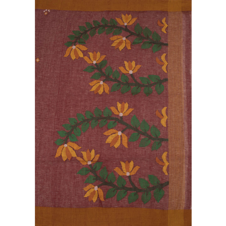 Handloom Bengal Jamdani Linen Saree 10055198