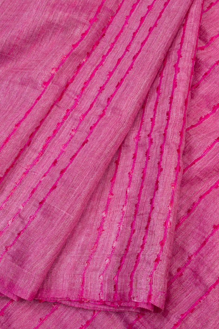 Raspberry Rose Handloom Bamboo Silk Saree 10061921