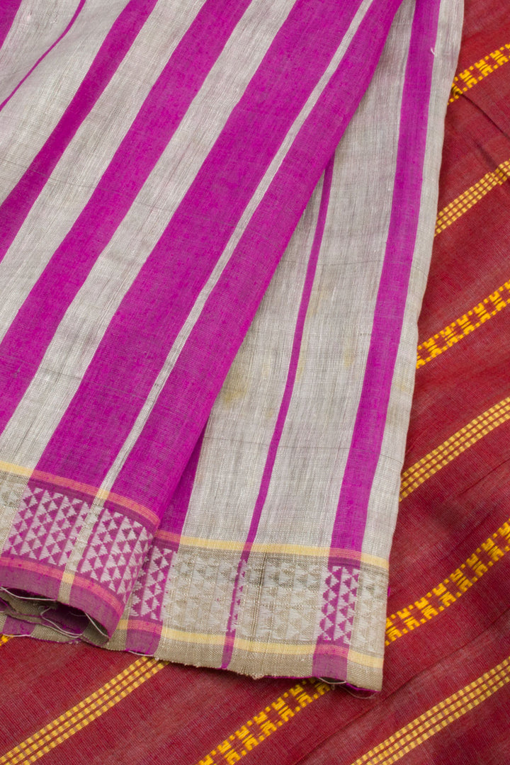 Magenta Handloom Odisha Tussar Linen Saree 10060308