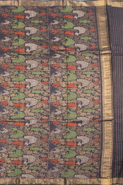 Grey Chhattisgarh Tussar Silk Saree 10056999