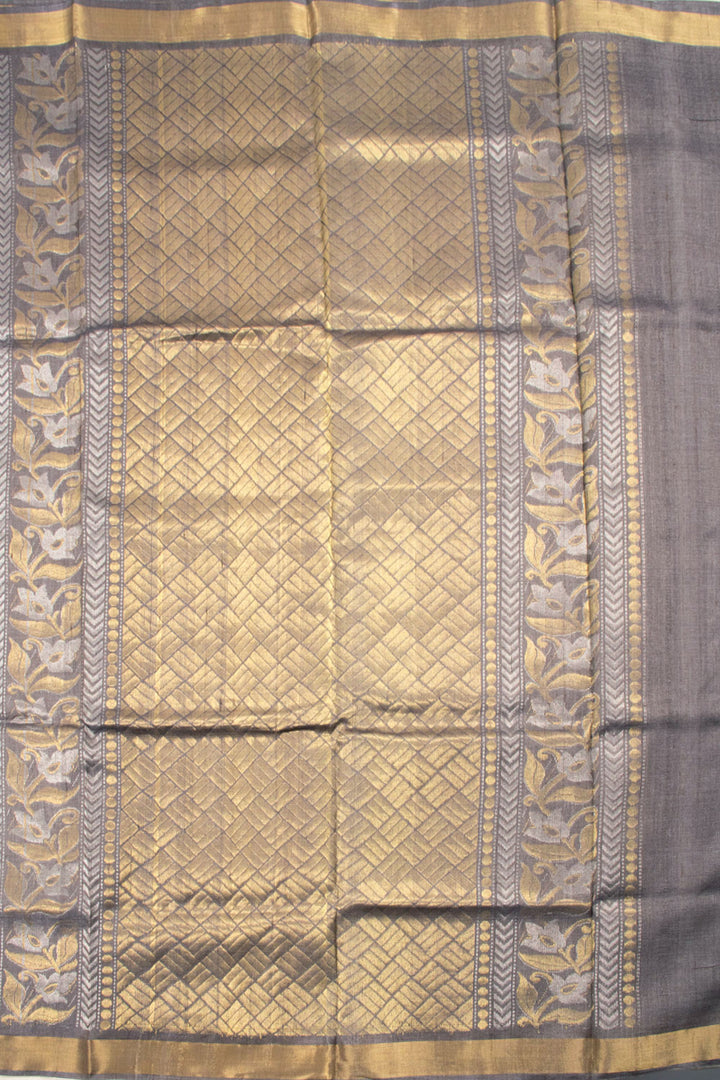Silver Grey Chhattisgarh Tussar Silk Saree 10059705