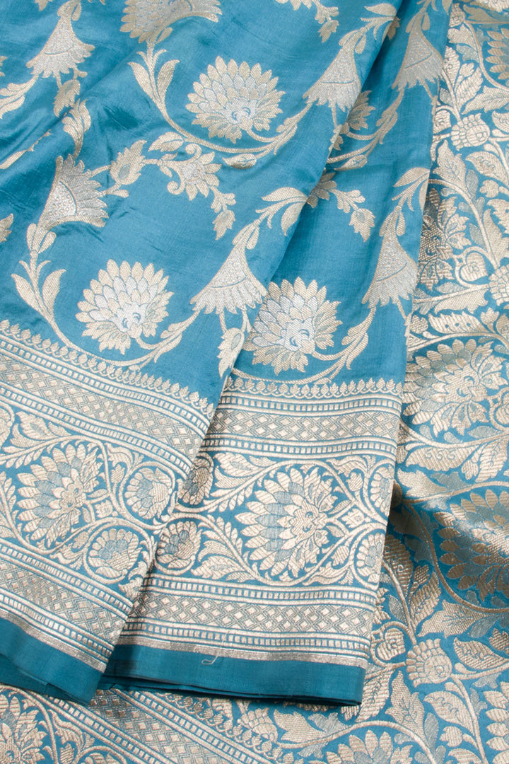Blue Handloom Banarasi Katan Silk Saree 10061292