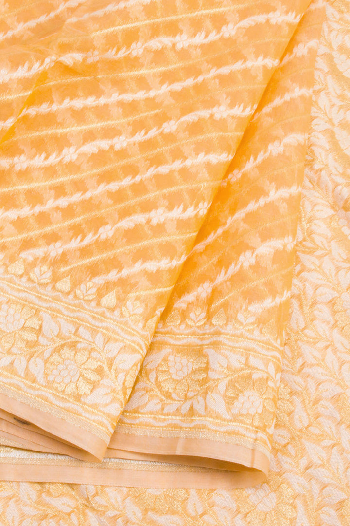 Orange Handloom Banarasi Cotton Saree 10061296