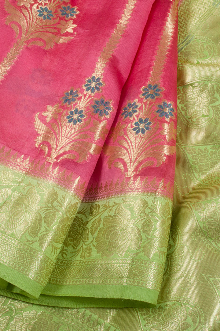 Pink Handloom Banarasi Summer Silk Saree 10061308