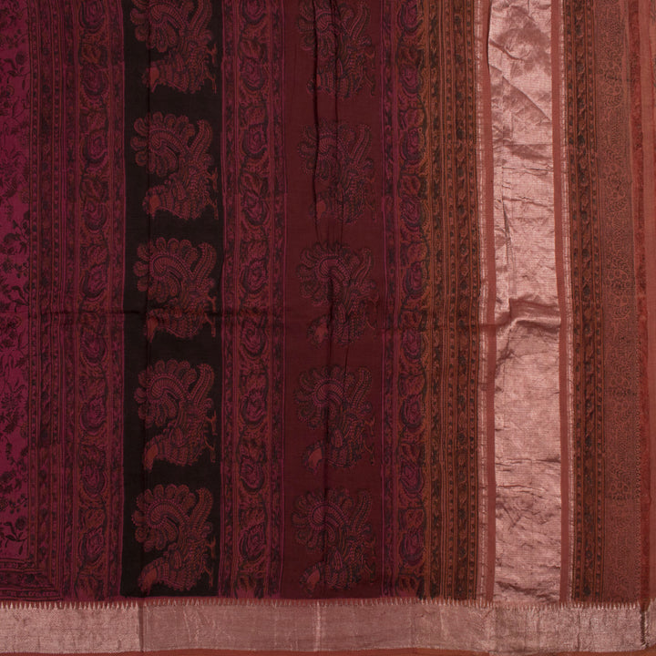 Ajrakh Printed Silk Cotton Saree 10055547