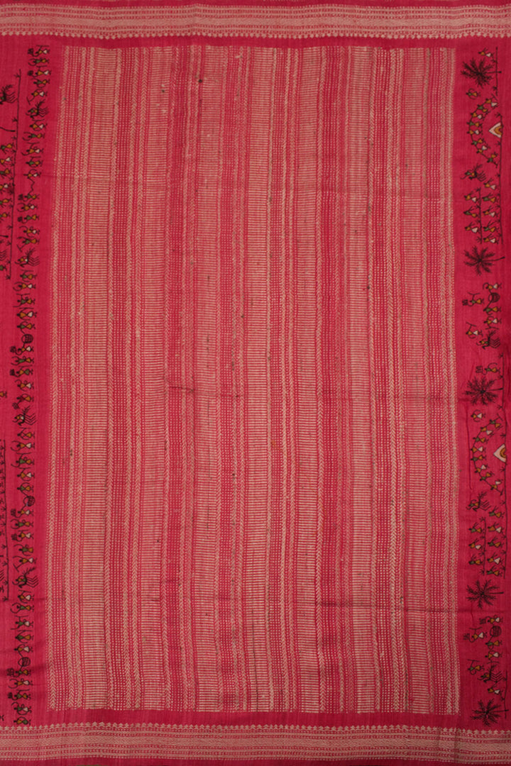 Embroidered Tussar Silk Saree 10058413