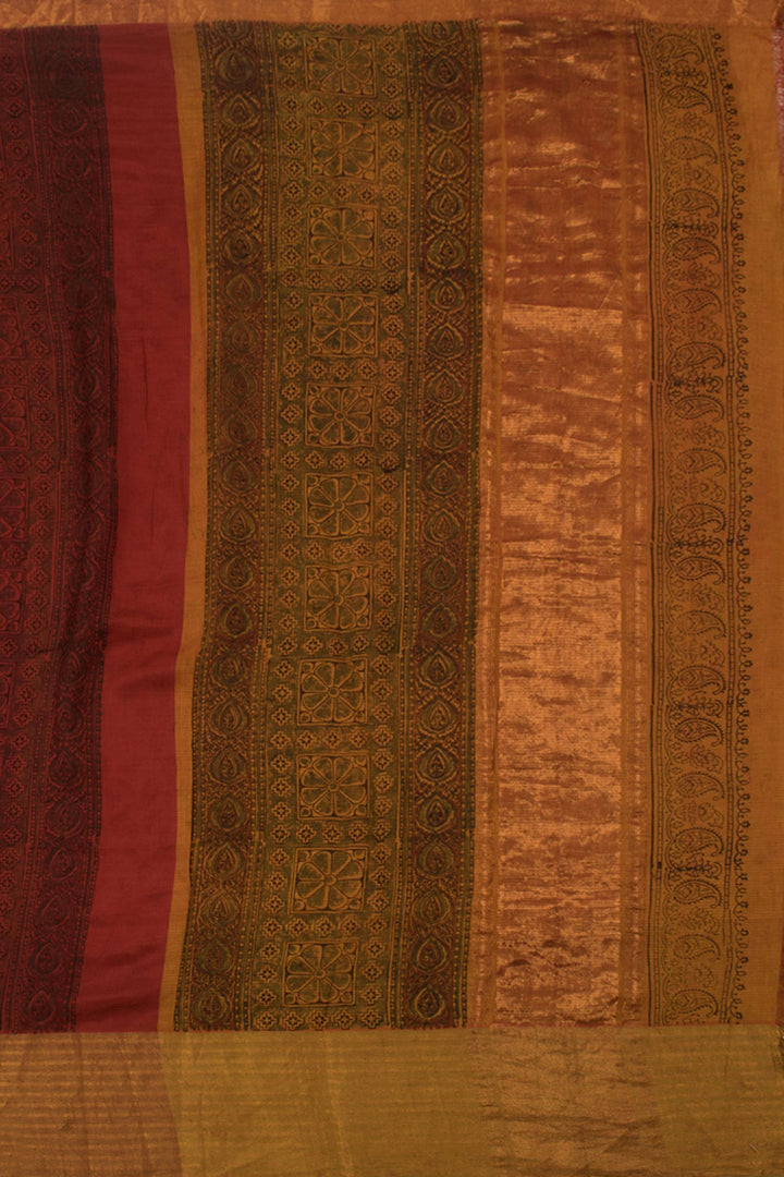 Hand Block Printed Mangalgiri Silk Cotton Saree 10058426