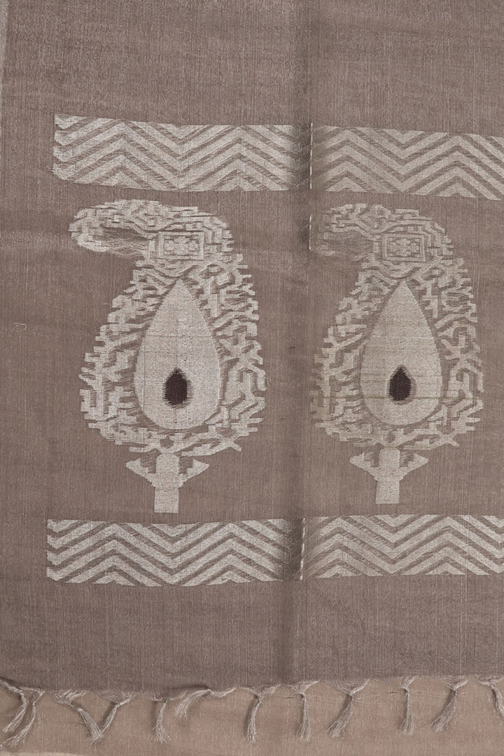 Mettalic Grey Handloom Tissue Silk Saree 10059475