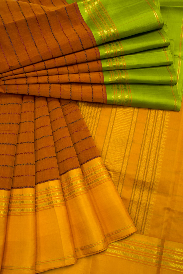 Brown Handloom Kanchi Silk Cotton Saree 10061790