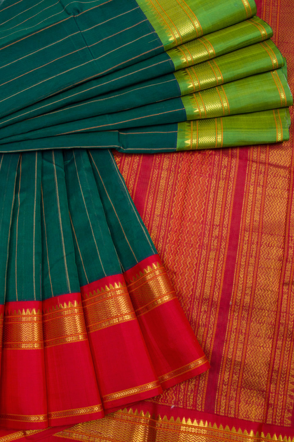 Green Handloom Kanchi Silk Cotton Saree  10061792