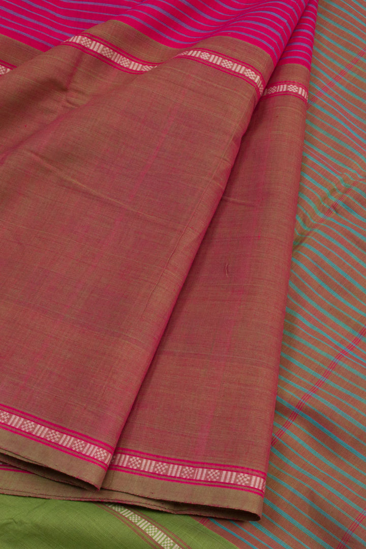 Pink Muppagam Handloom Kanchi Cotton Saree 10061817