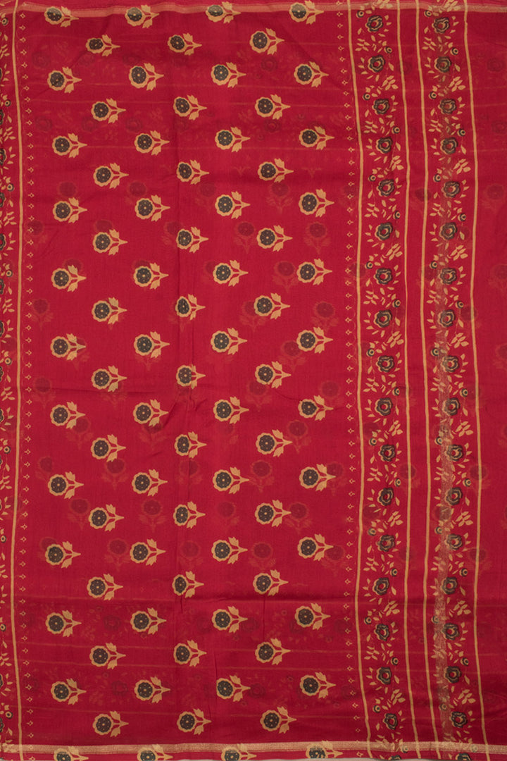 Hand Block Printed Chanderi Silk Cotton Saree 10058856